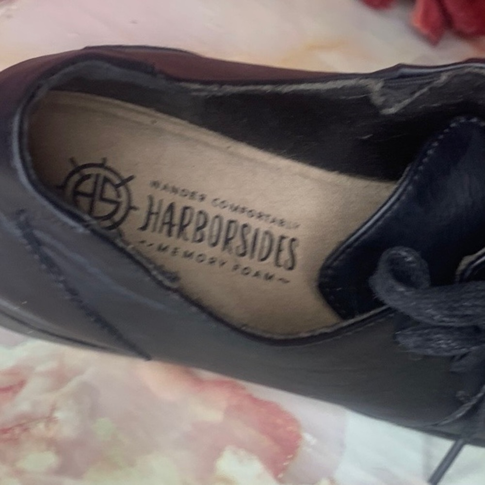 Harborsides Black Memory Foam Round Toe Side Lace Up Loafers - Picture 8 of 10